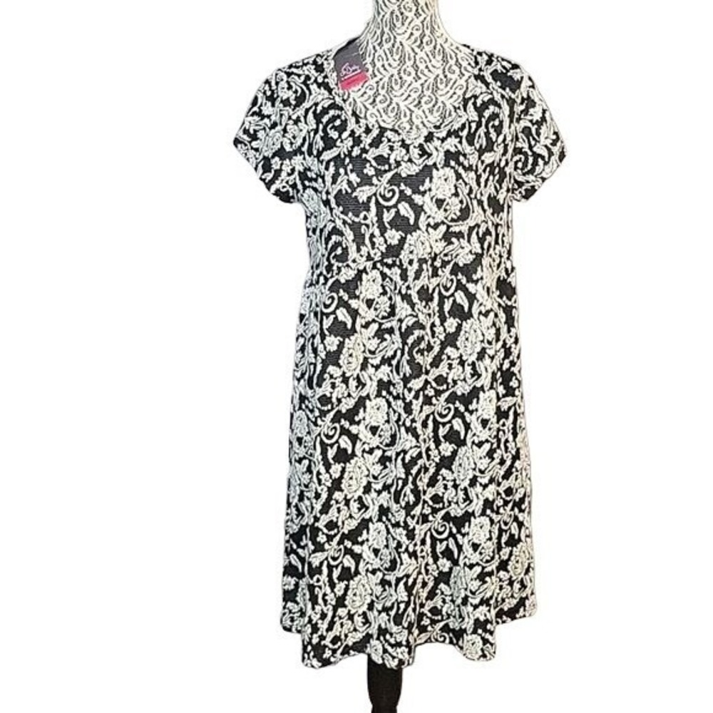 Ohh Baby by Motherhood Maternity Dress Floral Print Black White XL pregnancy